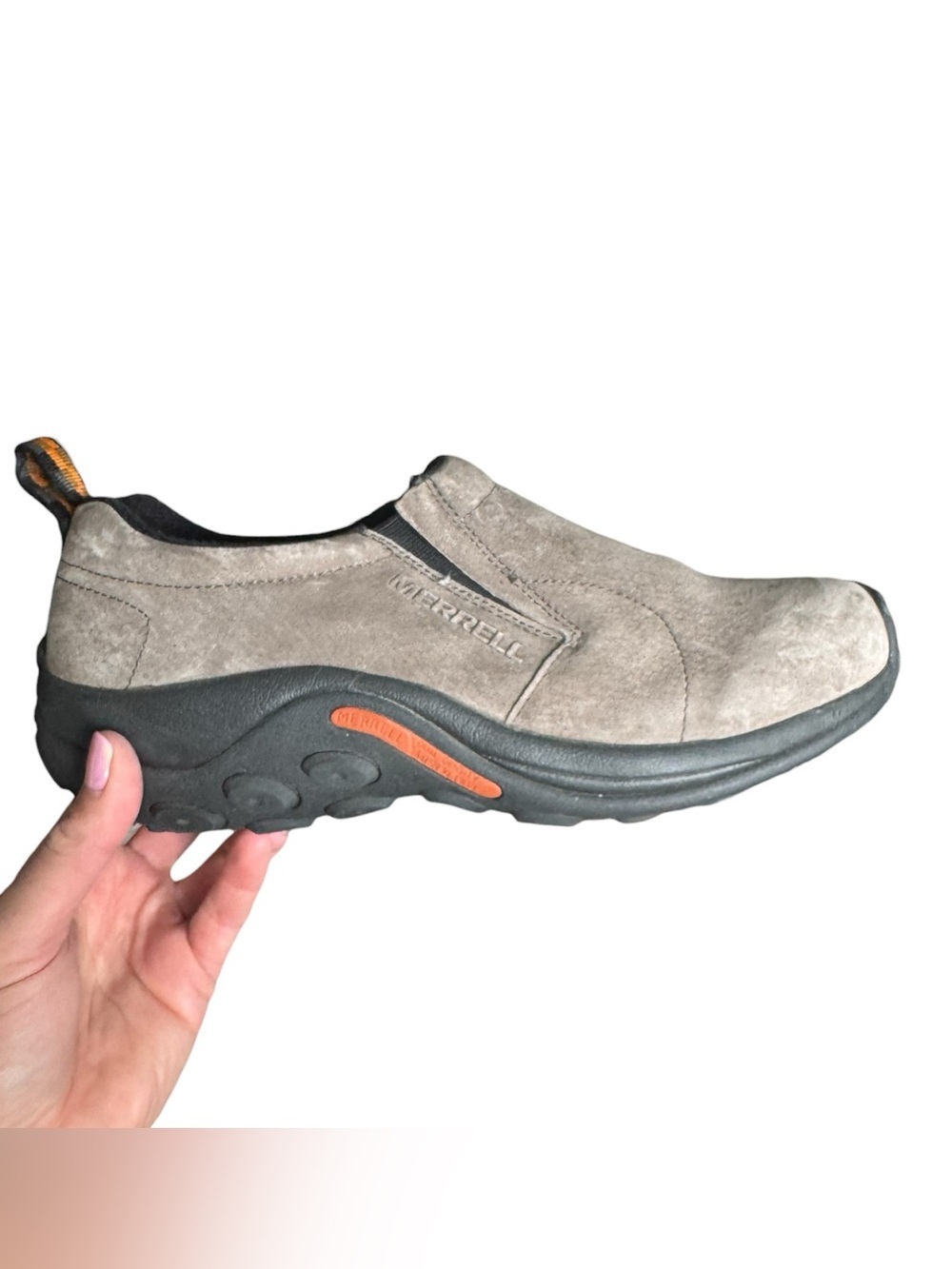 Merrell Jungle Moc Taupe Suede Slip-On Shoes Women’s 11 Wide Comfort Walking